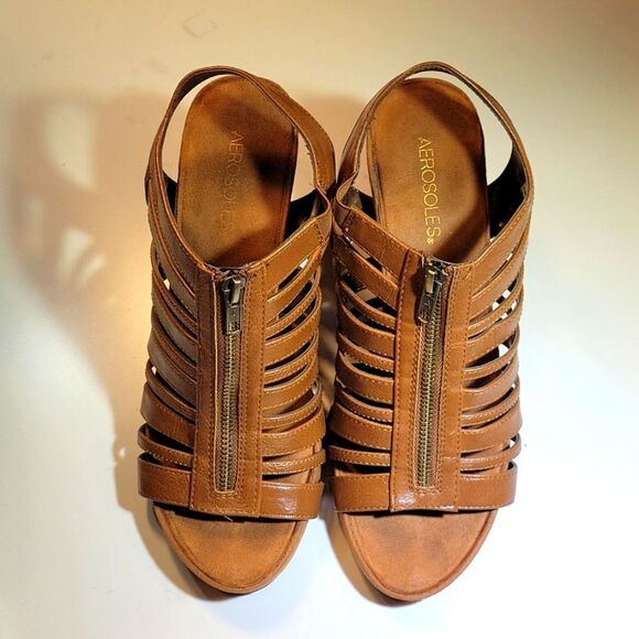 AEROSOLES WEDGE STYLE OPEN TOE ANKLE STRAP SANDAL - Picture 2 of 16